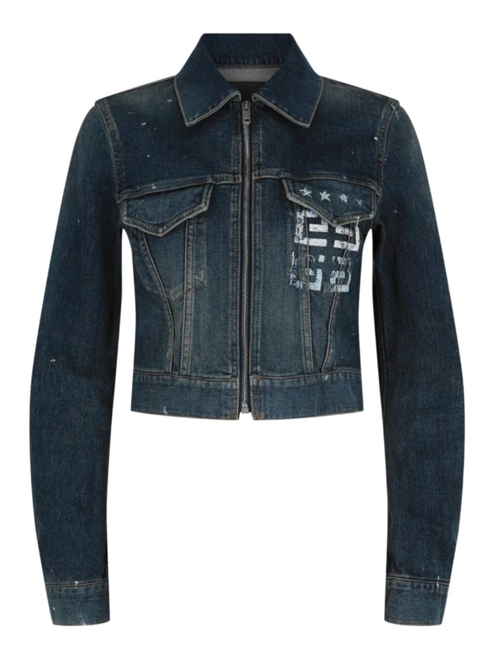 Givenchy Womens 4G Cropped Denim Jacket